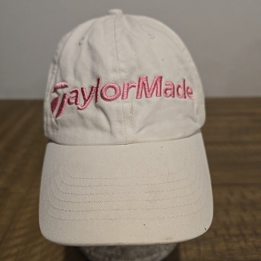TaylorMade Women's Golf Dad Hat Cap Adjustable White Pink Strapback Adjustable